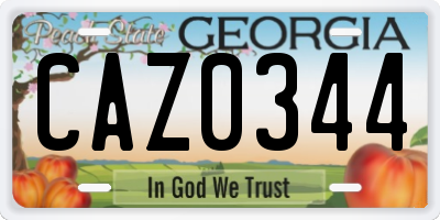 GA license plate CAZ0344
