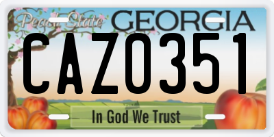 GA license plate CAZ0351