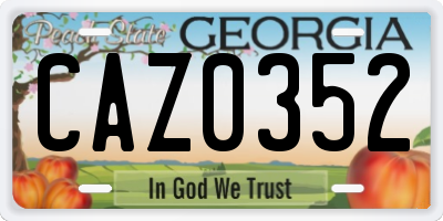 GA license plate CAZ0352