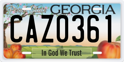 GA license plate CAZ0361