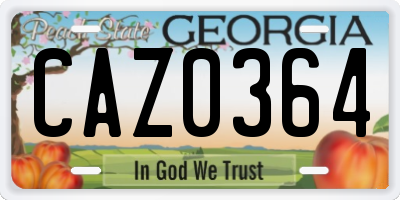 GA license plate CAZ0364