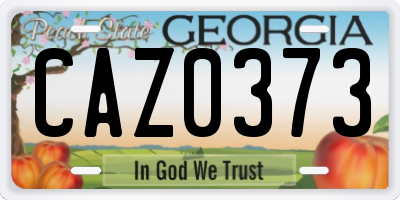 GA license plate CAZ0373