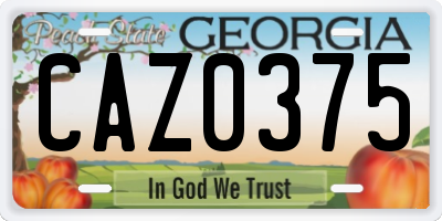 GA license plate CAZ0375