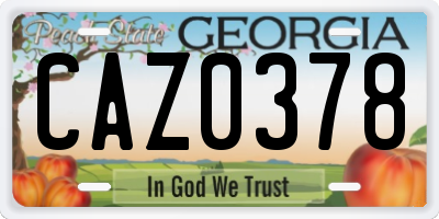 GA license plate CAZ0378