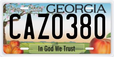 GA license plate CAZ0380