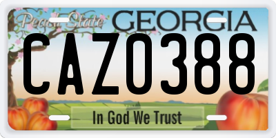 GA license plate CAZ0388