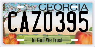 GA license plate CAZ0395