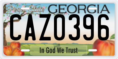 GA license plate CAZ0396