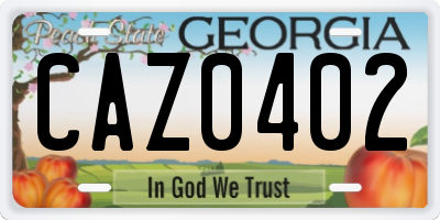 GA license plate CAZ0402