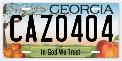 GA license plate CAZ0404
