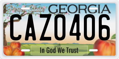 GA license plate CAZ0406