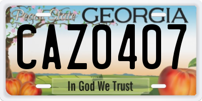 GA license plate CAZ0407