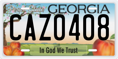 GA license plate CAZ0408