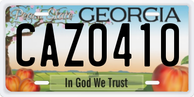 GA license plate CAZ0410