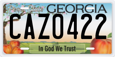 GA license plate CAZ0422