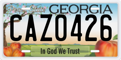 GA license plate CAZ0426