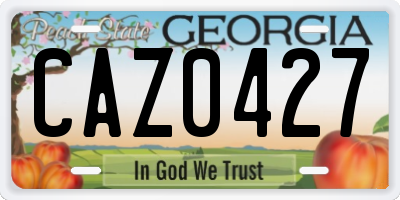 GA license plate CAZ0427