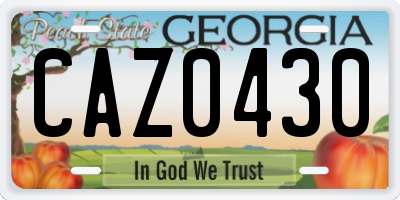 GA license plate CAZ0430