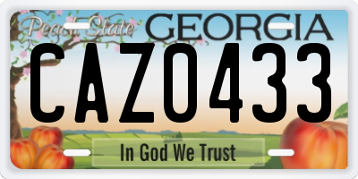 GA license plate CAZ0433