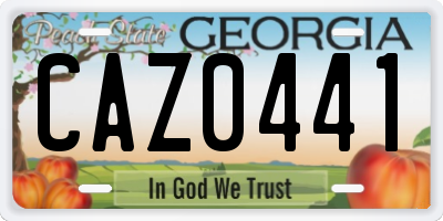 GA license plate CAZ0441