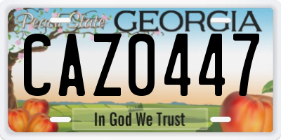 GA license plate CAZ0447