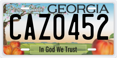 GA license plate CAZ0452