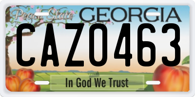 GA license plate CAZ0463