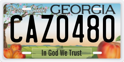 GA license plate CAZ0480