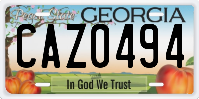 GA license plate CAZ0494