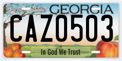 GA license plate CAZ0503
