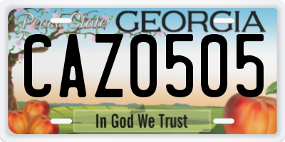 GA license plate CAZ0505