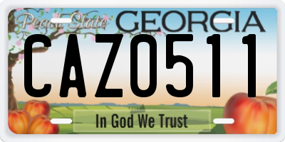GA license plate CAZ0511