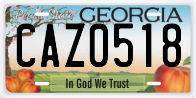 GA license plate CAZ0518
