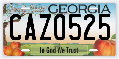 GA license plate CAZ0525