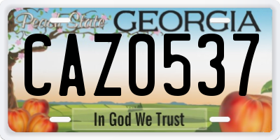 GA license plate CAZ0537