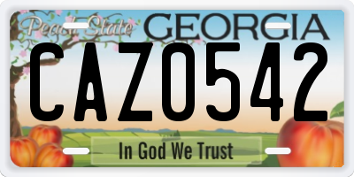 GA license plate CAZ0542