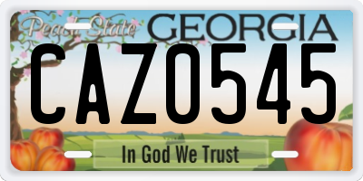 GA license plate CAZ0545