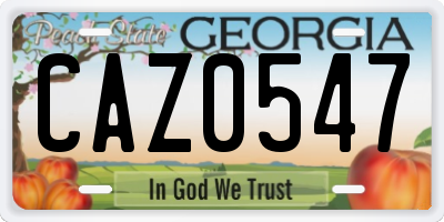 GA license plate CAZ0547