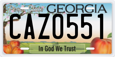 GA license plate CAZ0551