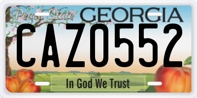 GA license plate CAZ0552