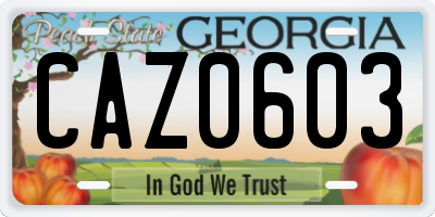 GA license plate CAZ0603