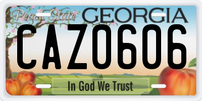 GA license plate CAZ0606