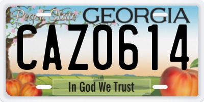 GA license plate CAZ0614