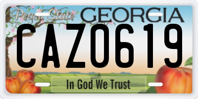GA license plate CAZ0619
