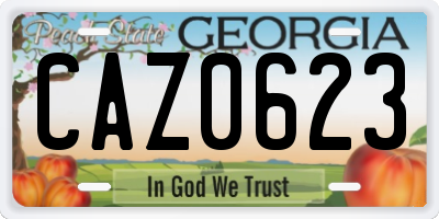 GA license plate CAZ0623