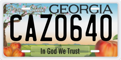 GA license plate CAZ0640