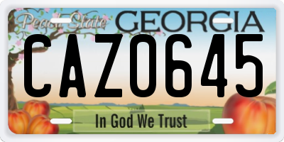 GA license plate CAZ0645
