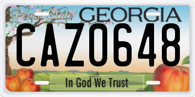 GA license plate CAZ0648