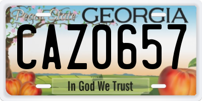 GA license plate CAZ0657