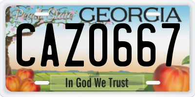 GA license plate CAZ0667